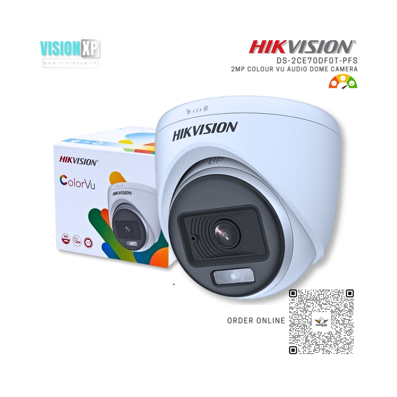 Hikvision DS-2CE70DF0T-PFS 2Mp ColourVU Audio Dome Camera Hikvision DS-2CE70DF0T-PFS 2Mp ColourVU Audio Dome Camera